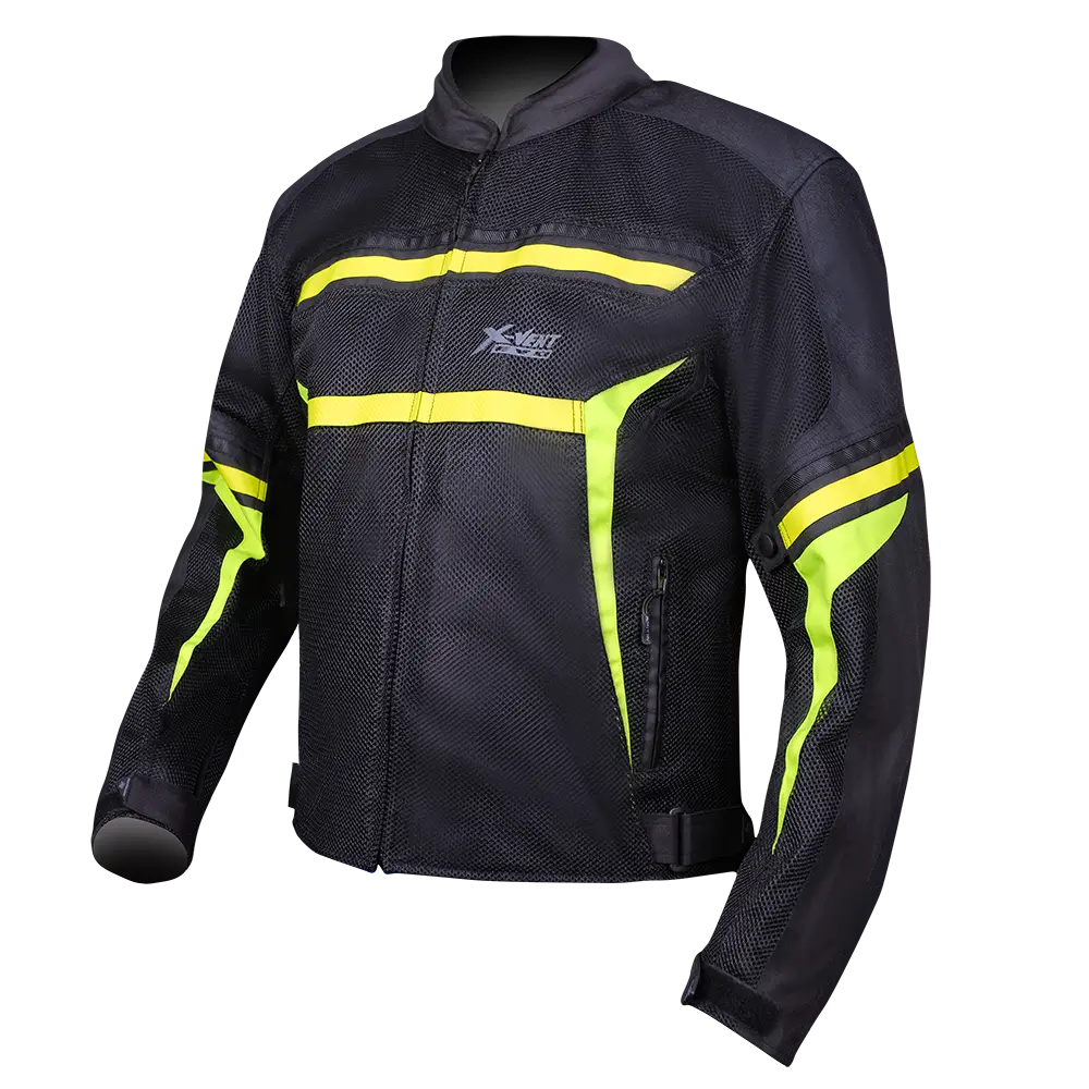 Motodry Mens Motorcycle Jacket X Vent Evo Black / Hiviz
