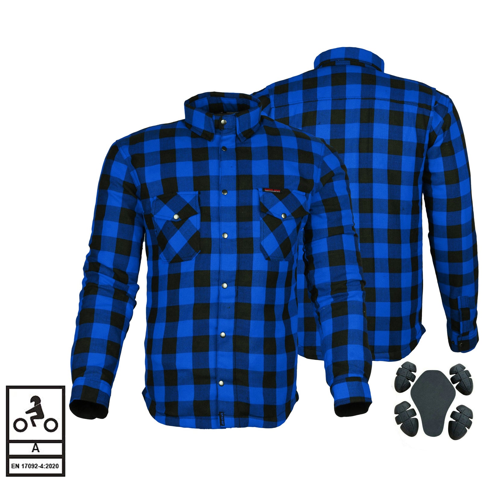 Bikers Gear Australia Exo Protective Lined with Kevlar Motorcycle Shirts Blue / Black