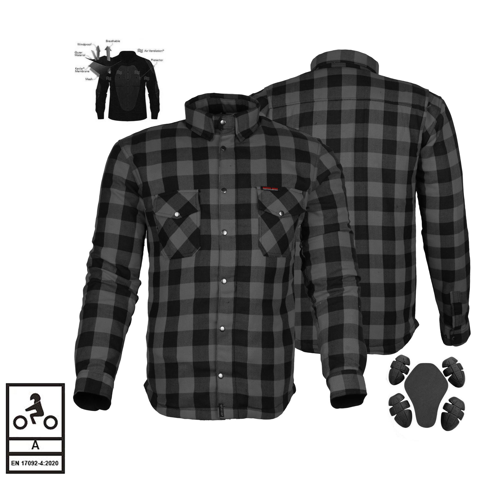 Bikers Gear Australia Exo Protective Lined with Kevlar Motorcycle Shirts