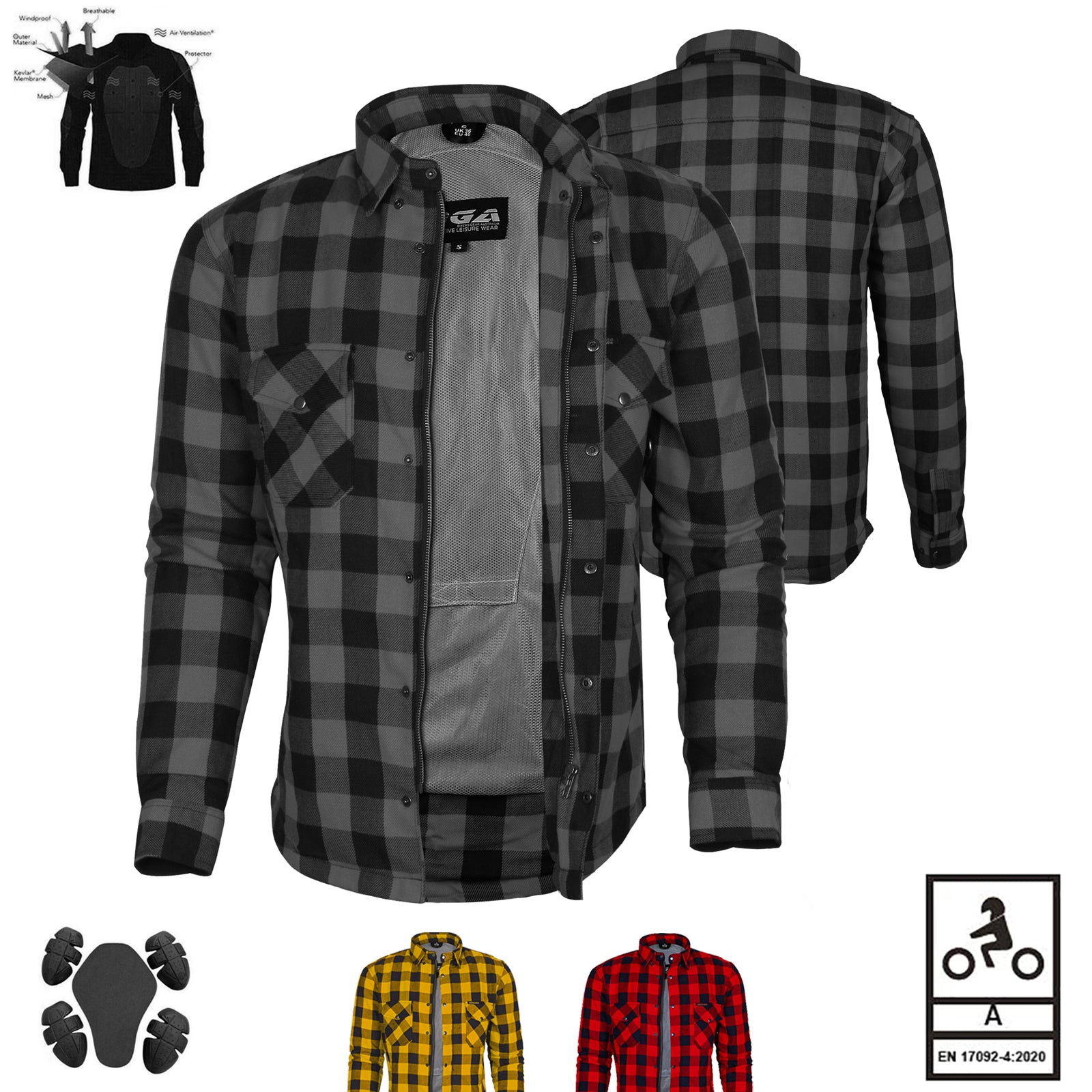 Bikers Gear Australia Exo Protective Lined with Kevlar Motorcycle Shirts