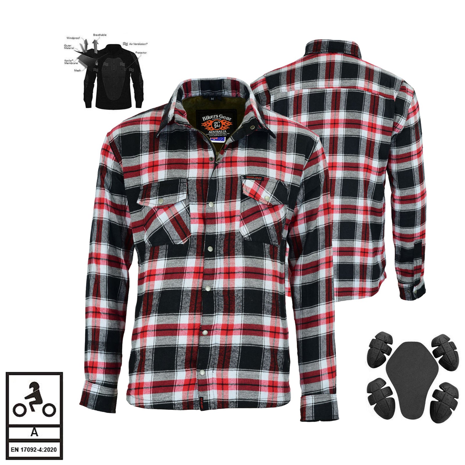 Bikers Gear Australia Timber HD Motorcycle Lined With Kevlar Shirt