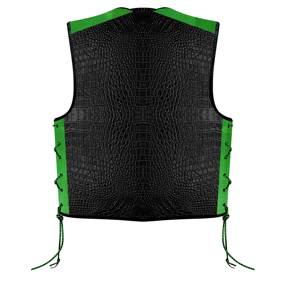 Bikers Gear Australia 3mm HD Crocodile Printed Pattern Leather Motorcycle Vest CLIPS
