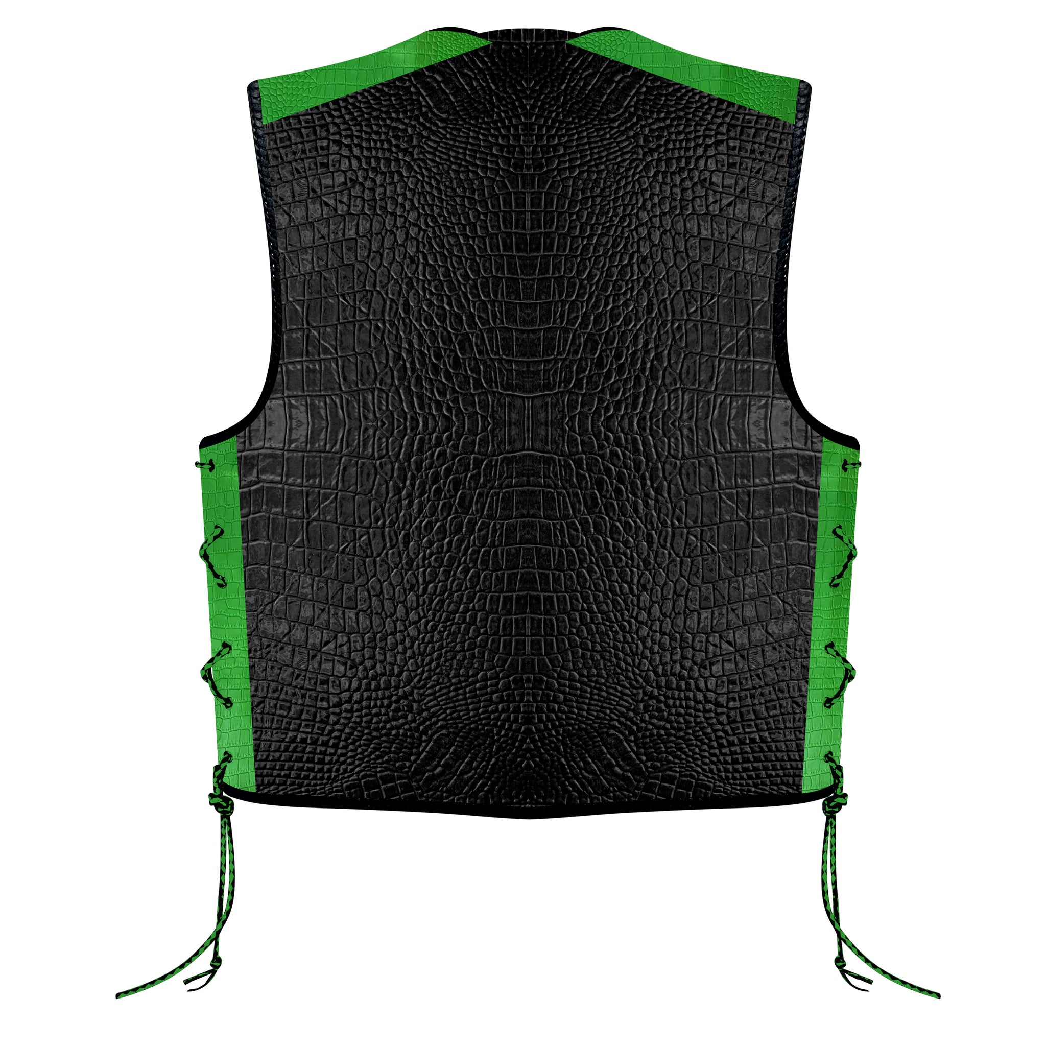 Biker Gear Australia Metal Clip Crocodile Pattern HD Leather Motorcycle Vest