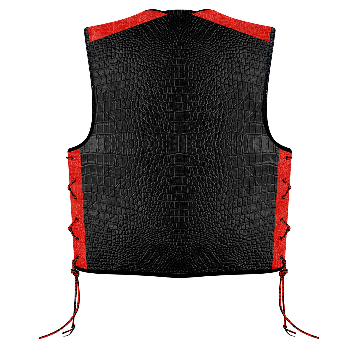 Bikers Gear Australia 3mm HD Crocodile Printed Pattern Leather Motorcycle Vest CLIPS