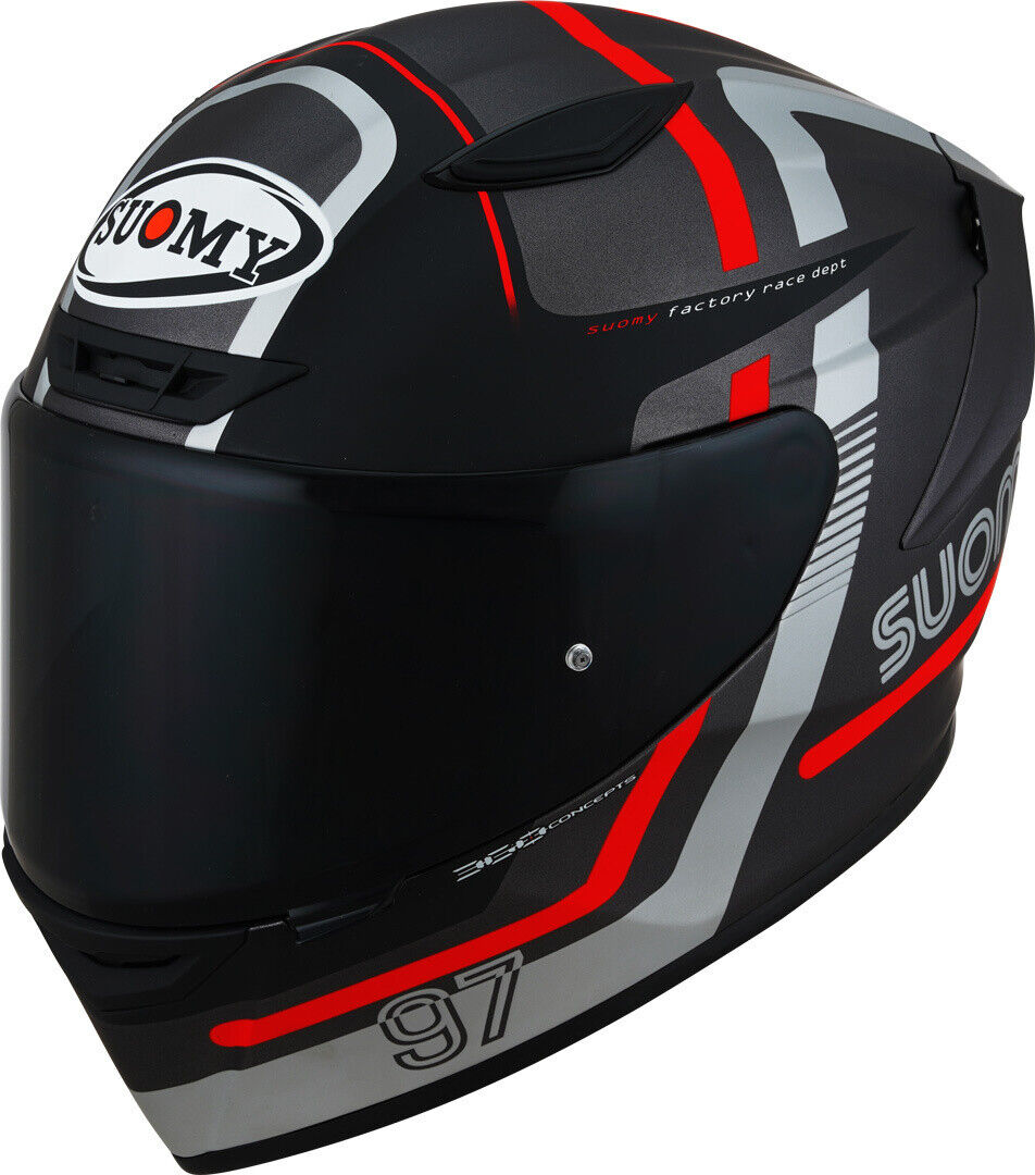 Suomy Track 1 97 Carbon Composite Motorcycle Helmet Gunmetal Red