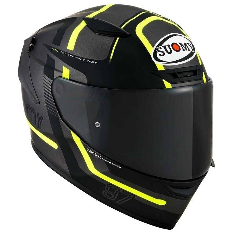 Suomy Track 1 97 Carbon Composite Motorcycle Helmet Gunmetal Yellow