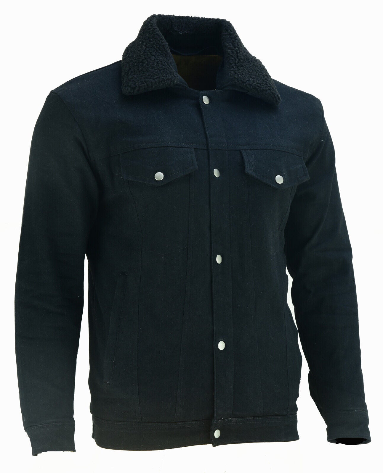 Bikers Gear Kevlar Lined Sherpa Denim Jacket Black