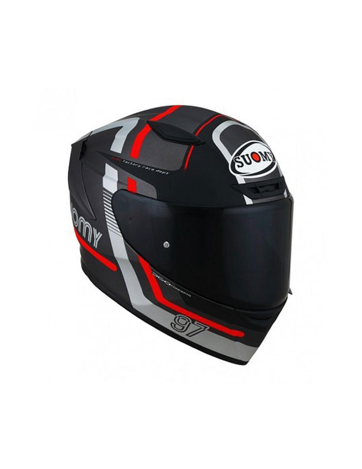 Suomy Track 1 97 Carbon Composite Motorcycle Helmet Gunmetal Red