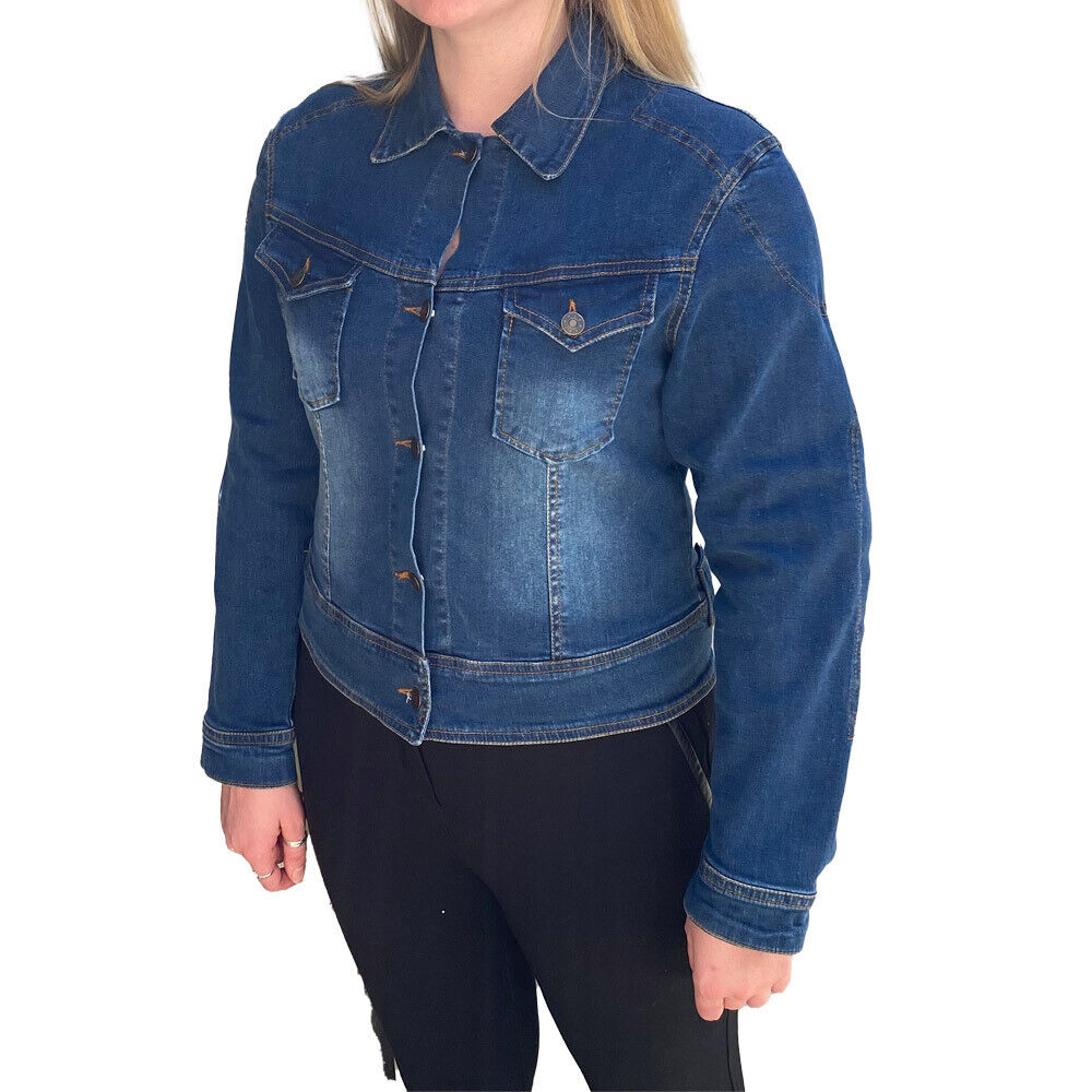 BGA Vixen Women's Protective Denim Jacket Blue Kevlar Lined