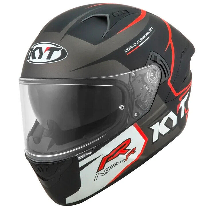 KYT NFR Track Motorcycle Helmet with Inner Sun Visor Pinlock Matt Grey