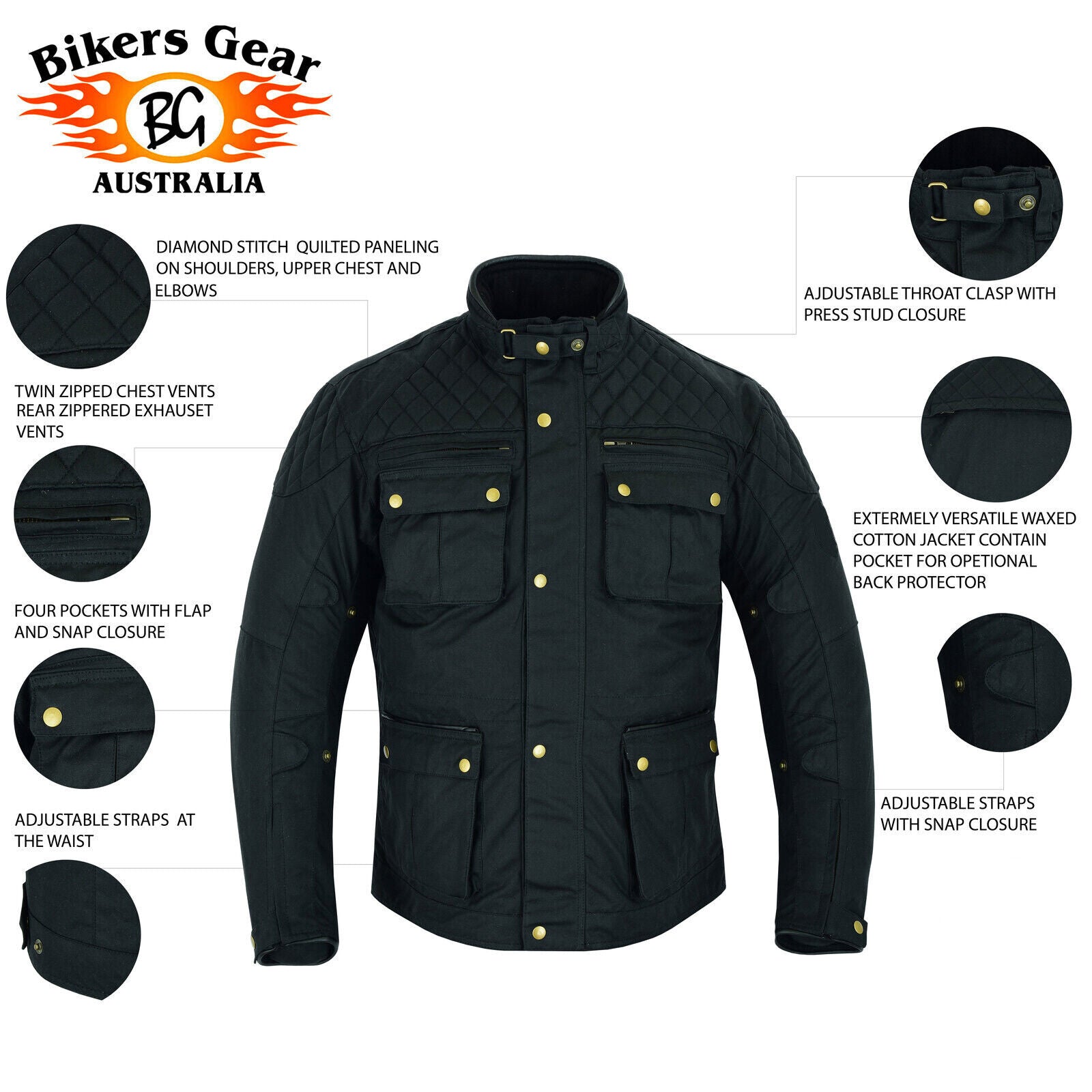 New Olive Classic Retro Wax Cotton Belstaff Style Motorbike Jacket