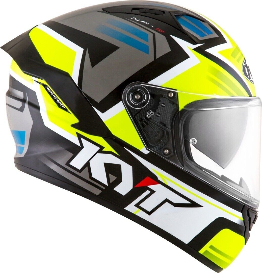 KYT NFR Sports Motorcycle Helmet with Inner Sun Visor Pinlock Yellow Grey