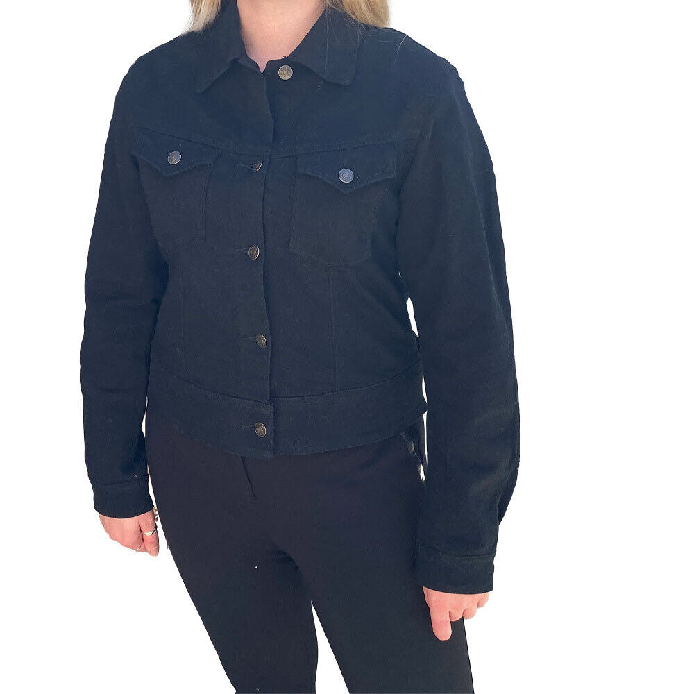 BGA Vixen Women's Protective Denim Jacket Black Kevlar Lined Inc Armour