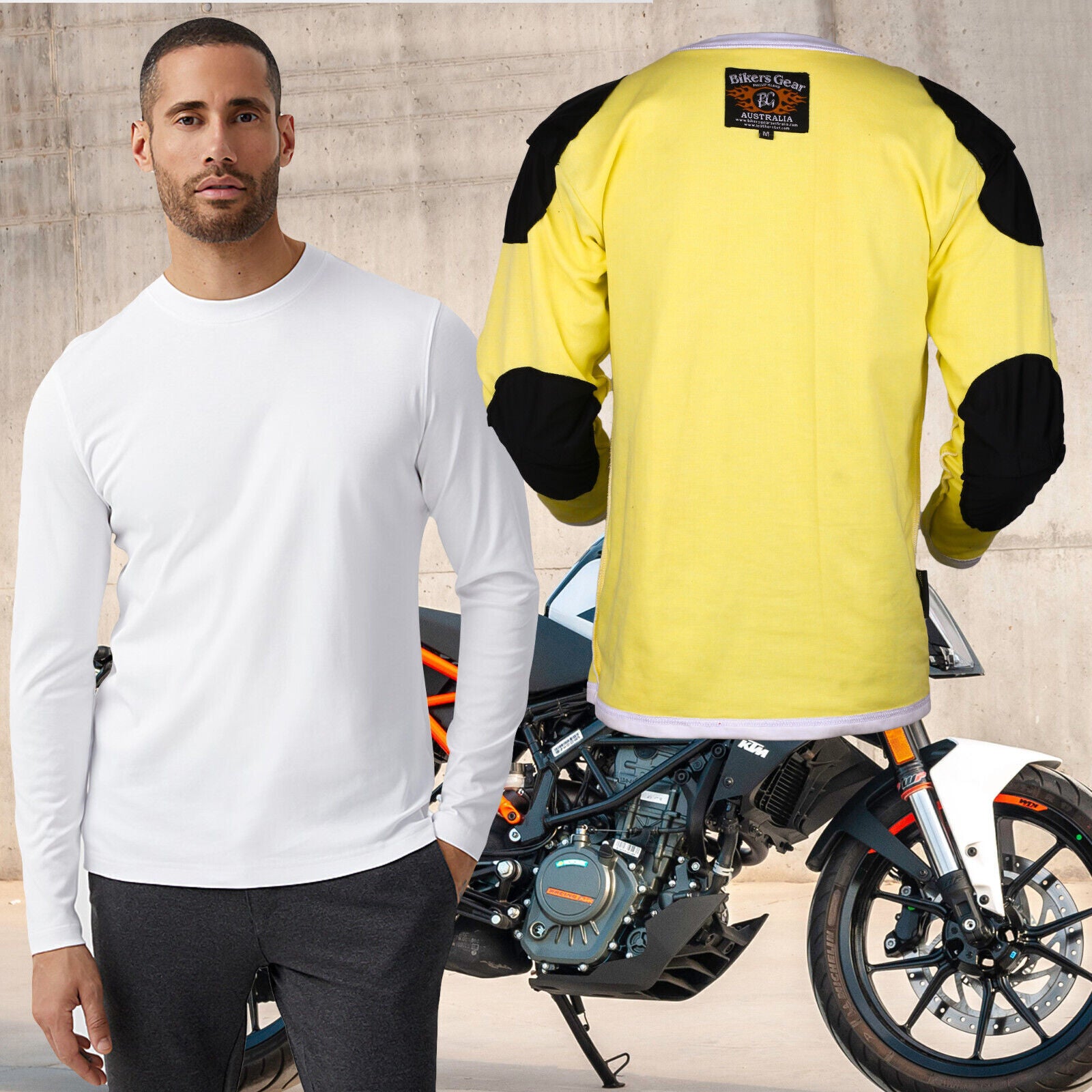 BGA Apex Motorcycle Kevlar Lined Protective T-Shirt White with CE Armo