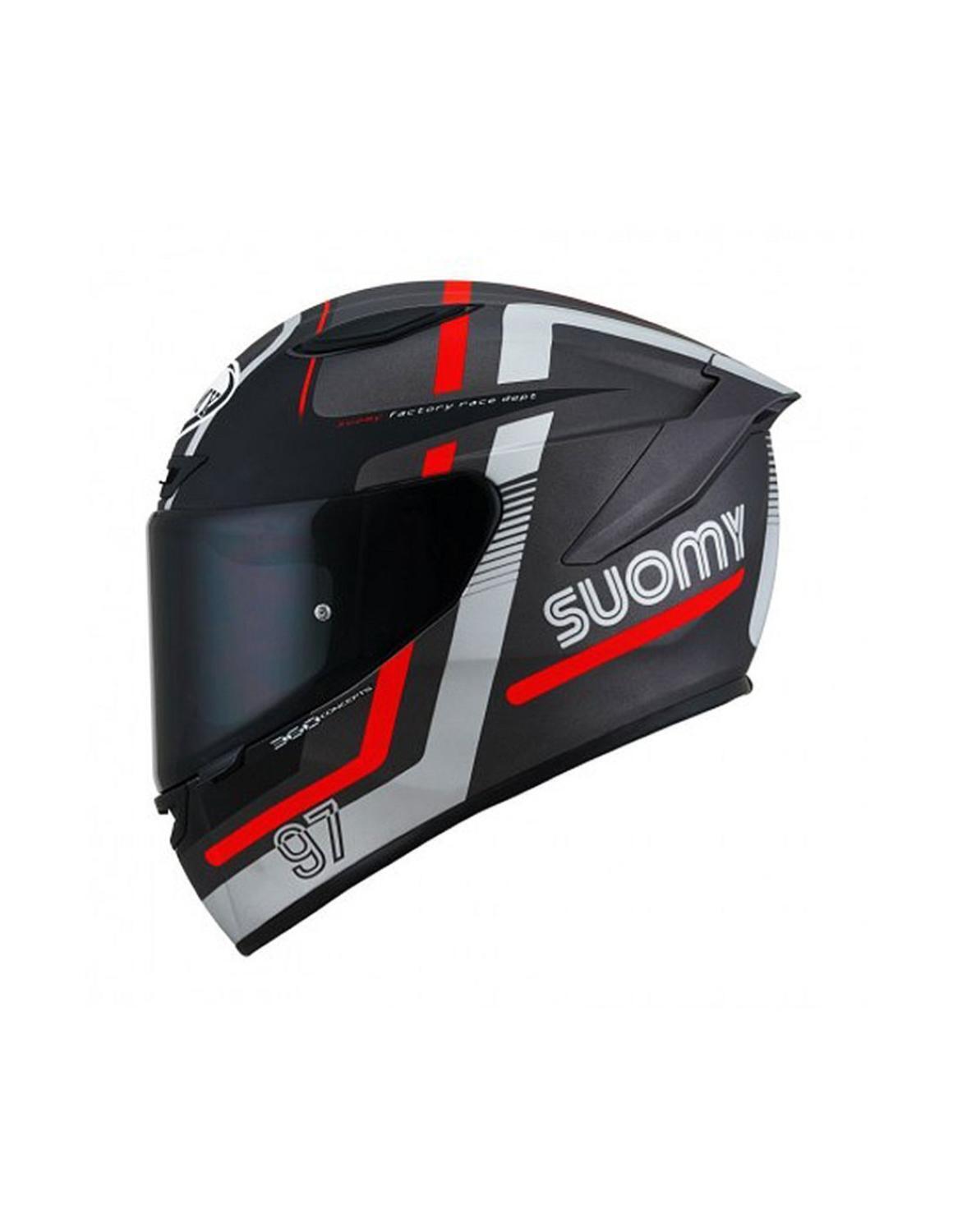 Suomy Track 1 97 Carbon Composite Motorcycle Helmet Gunmetal Red