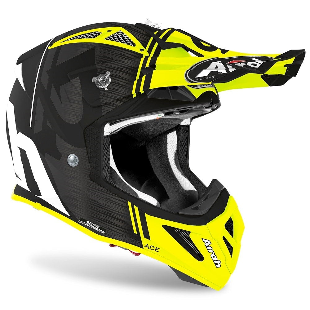 Airoh Motorbike Off Road Helmet Aviator Ace Kybon Yellow Matt – Black Vent