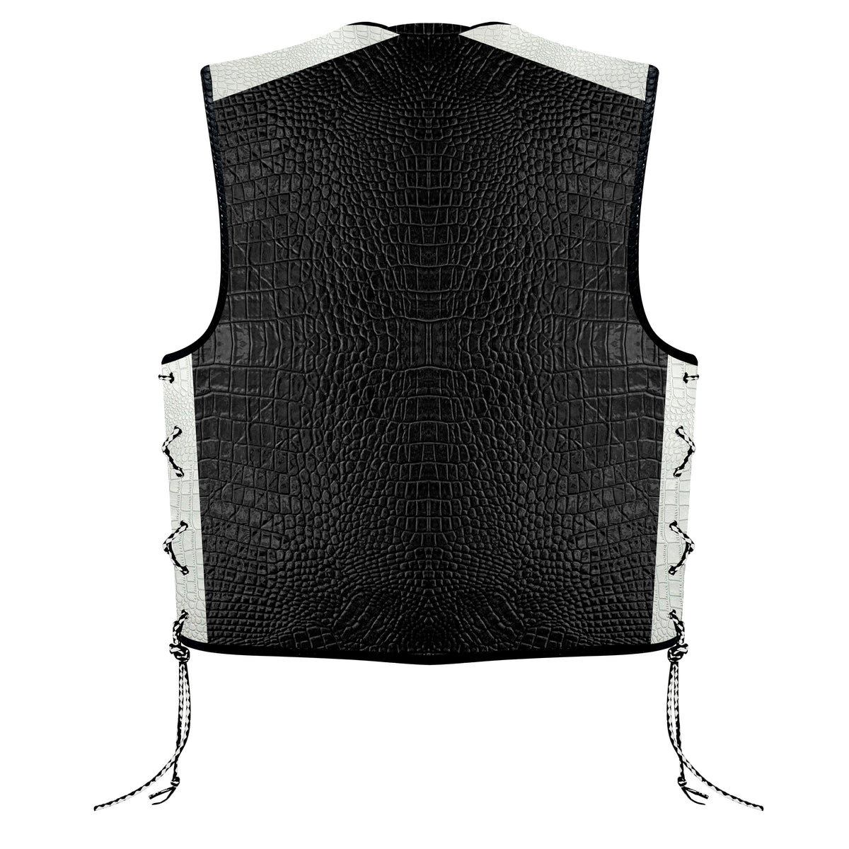 Bikers Gear Australia 3mm HD Crocodile Printed Pattern Leather Motorcycle Vest CLIPS