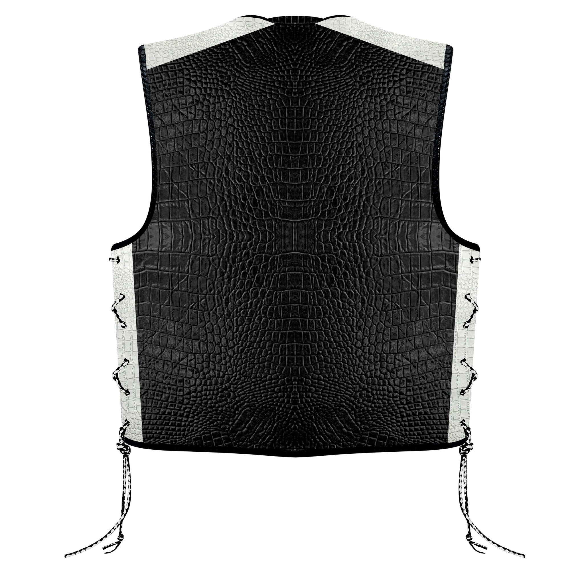 Biker Gear Australia Metal Clip Crocodile Pattern HD Leather Motorcycle Vest