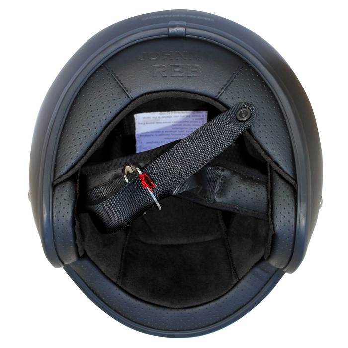 Johnny Open Face Helmet Reb Burke - Matte Black/Brown Lining