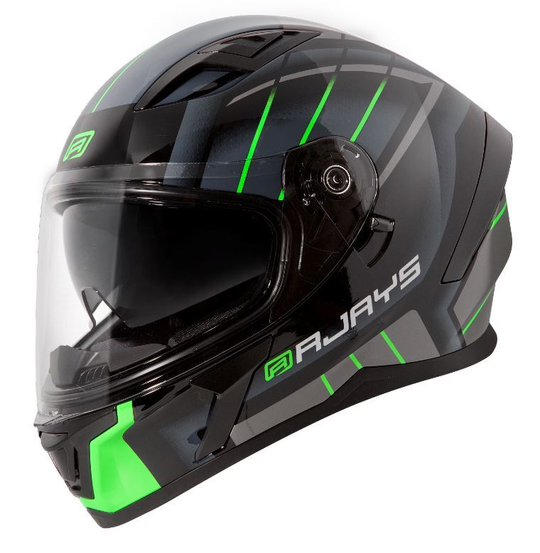 Rjays Motorcycle Helmet Apex III Ignite Black/Grey/Green