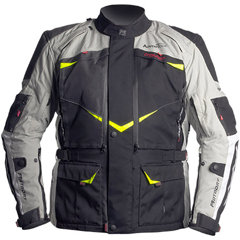 Motodry Motorcycle Textile Jacket Advent-Tour Trekker Black/Grey Fluro