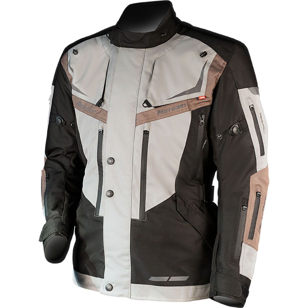 MotoDry Adventure Motorcycle Textile Jacket Rallye 2 Black Sand Brown