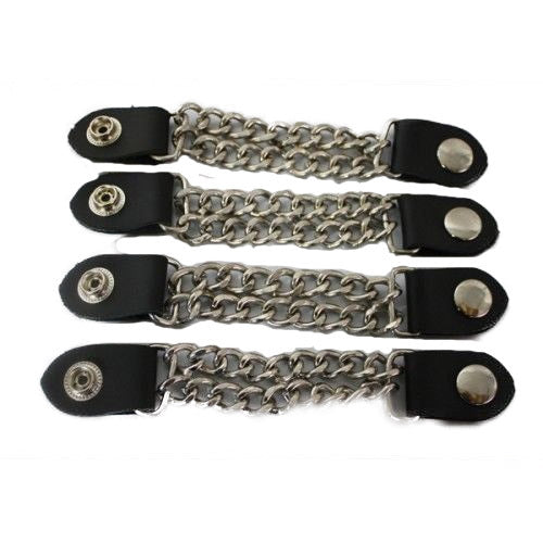 Excelsior Skull Motorcycle Vest Extenders – Double Chrome Chains For Men, 6.5"