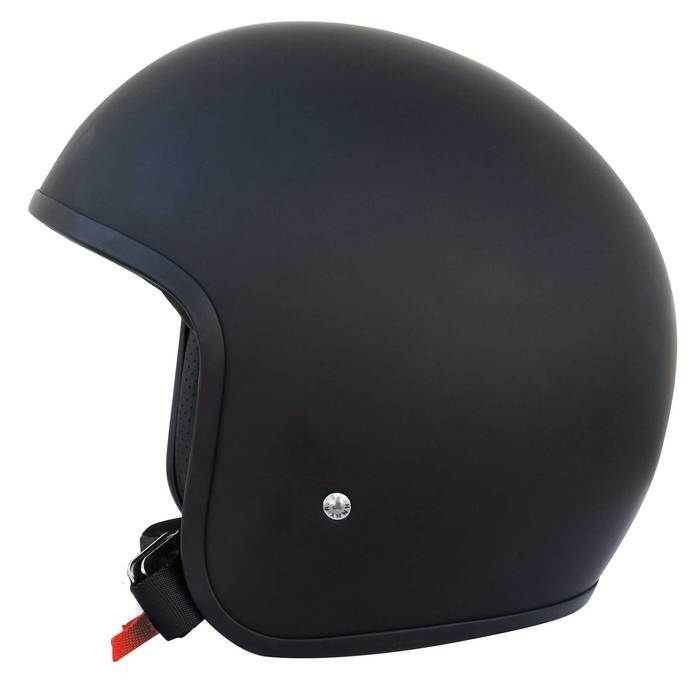 Johnny Open Face Helmet Reb Burke - Matte Black/Brown Lining