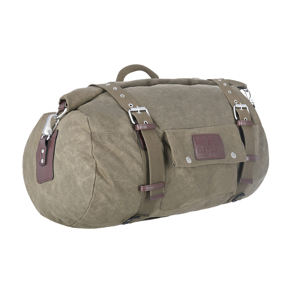 Oxford Motorcycle Roll Bag Heritage Wax Cotton Heritage 30L Khaki