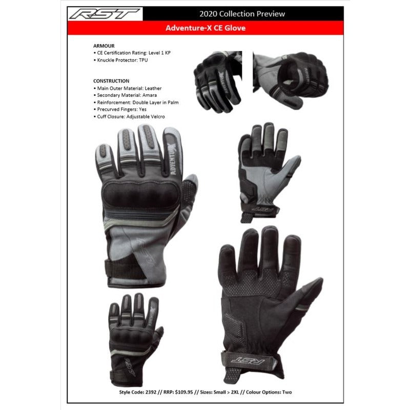 RST Motorcycle Gloves Adventure X CE Approved Grey