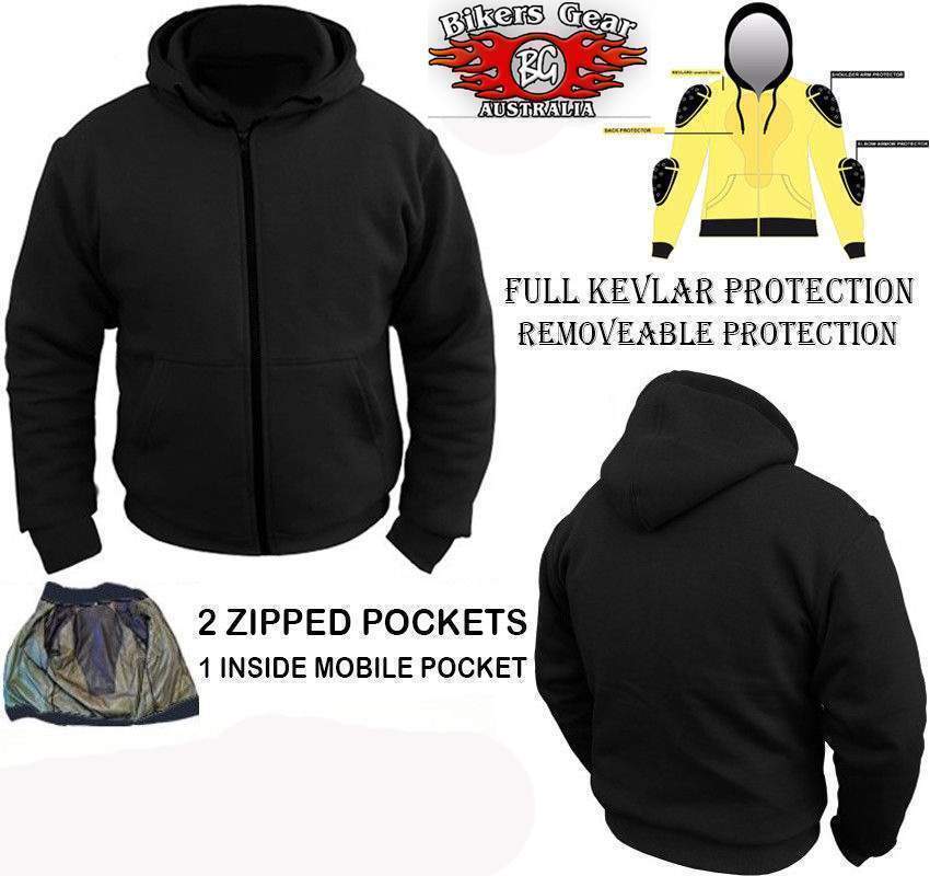 Water Resistant Protective Motorbike Hoodie Bikers Gear Kevlar Lined