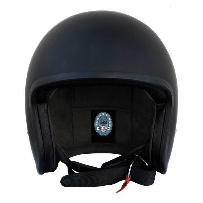 Johnny Open Face Helmet Reb Burke - Matte Black/Brown Lining