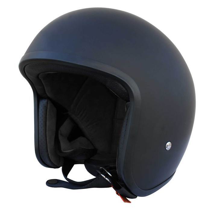 Johnny Open Face Helmet Reb Burke - Matte Black/Brown Lining