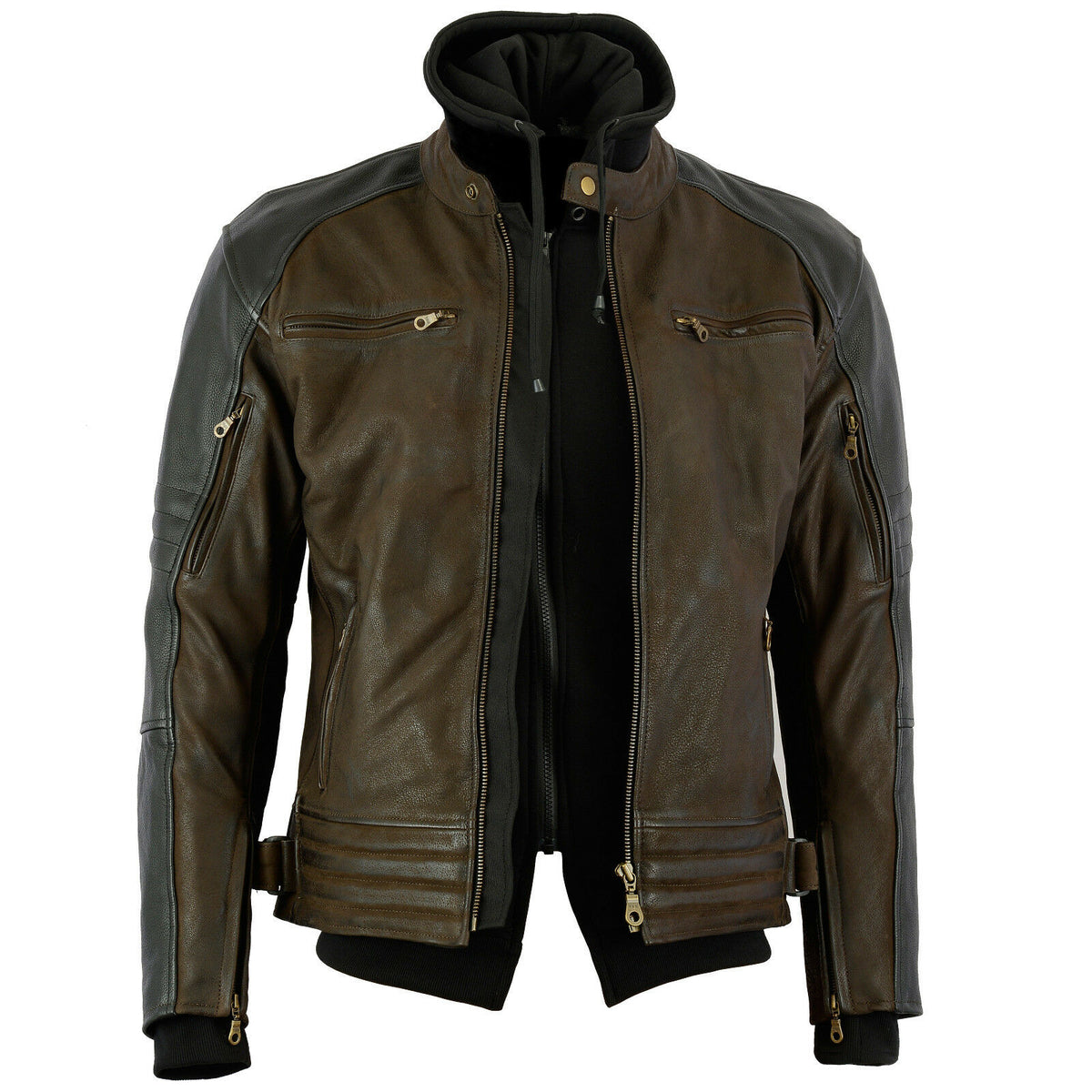 Bikers Gear Australia Mens Premium Nubuck Leather Jacket Sons Anarchy Brown black