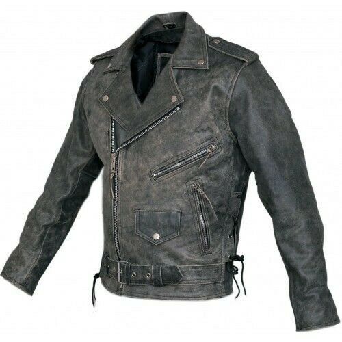 Bikers Gear Australia Brando Motorcycle Leather Jacket Distressed Brown