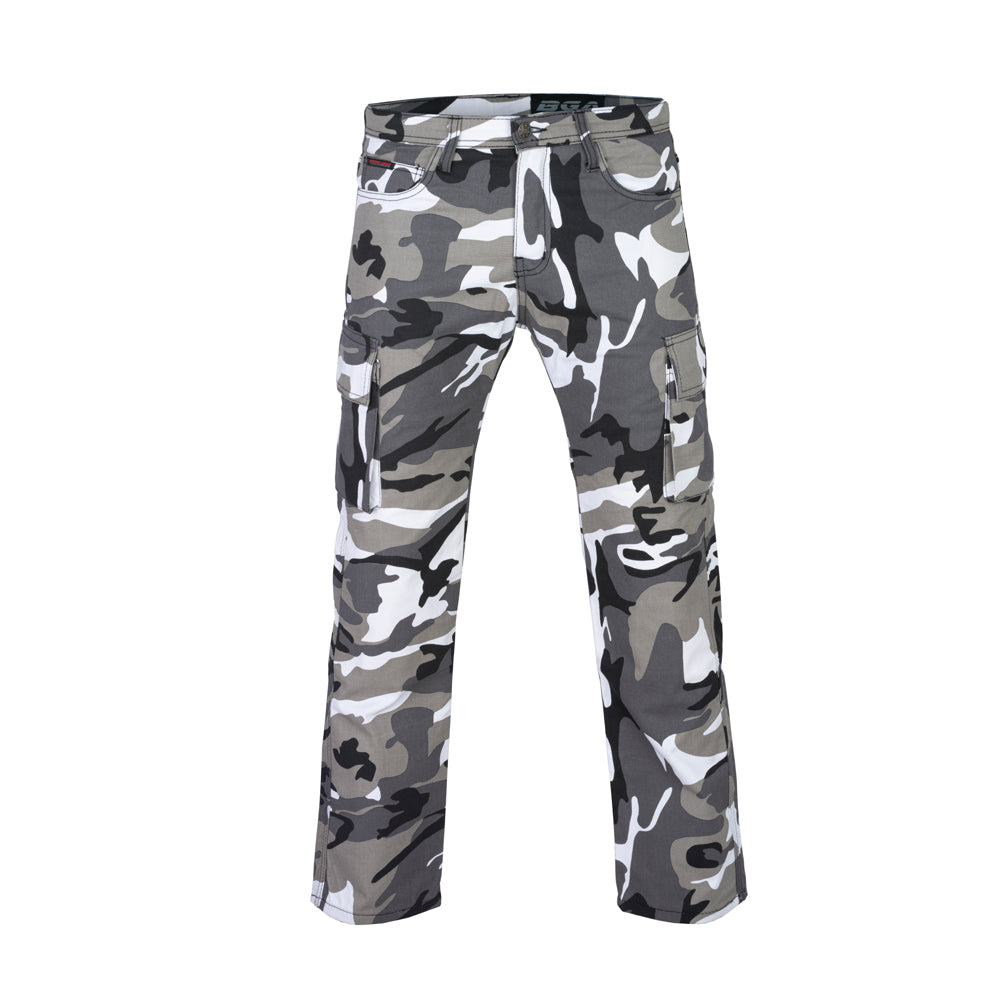 Bikers Gear Men Motorcycle Cargo KEVLAR Pants Camo Grey / Black
