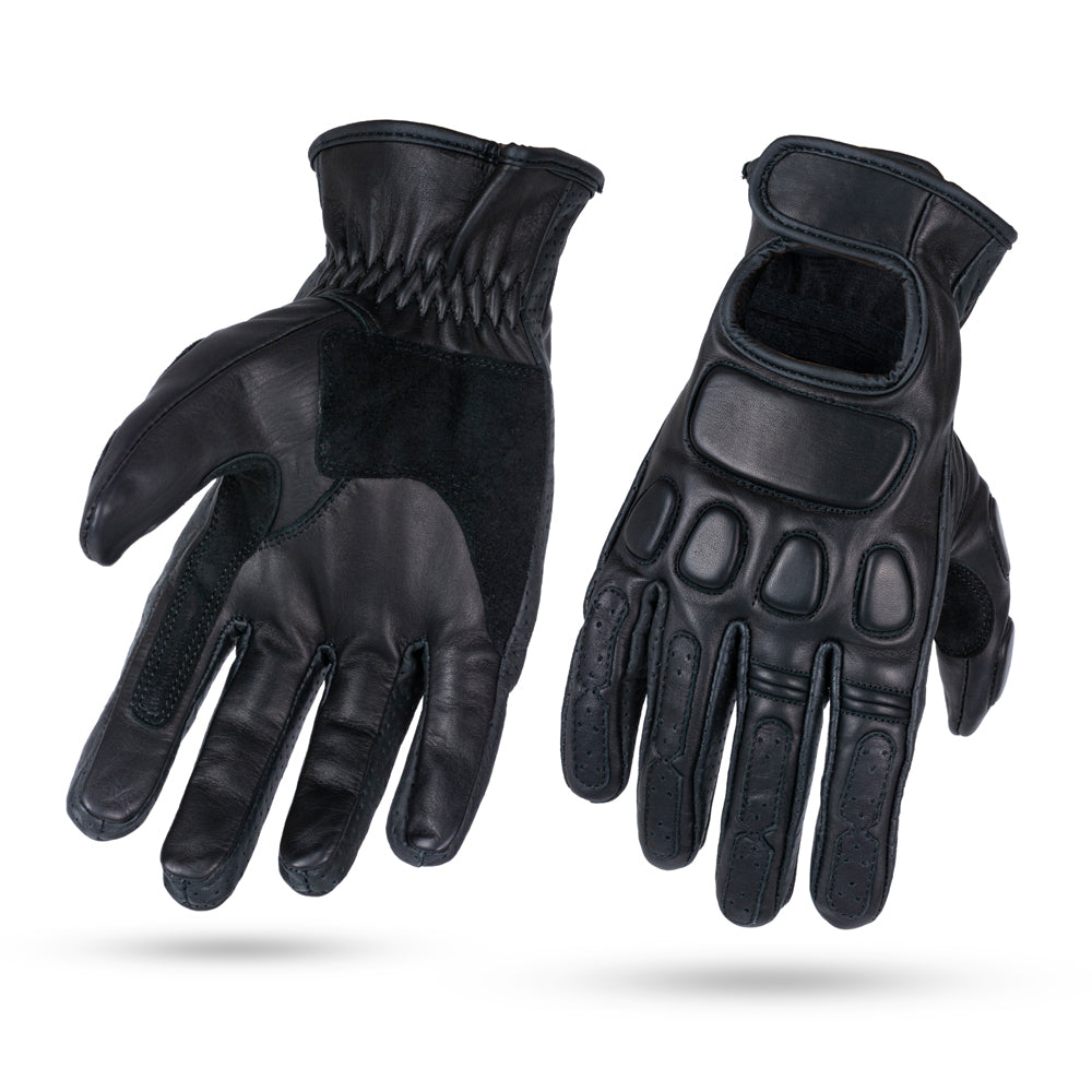 Bikers Gear Australia Tasker Leather Motorcycle Gloves Black