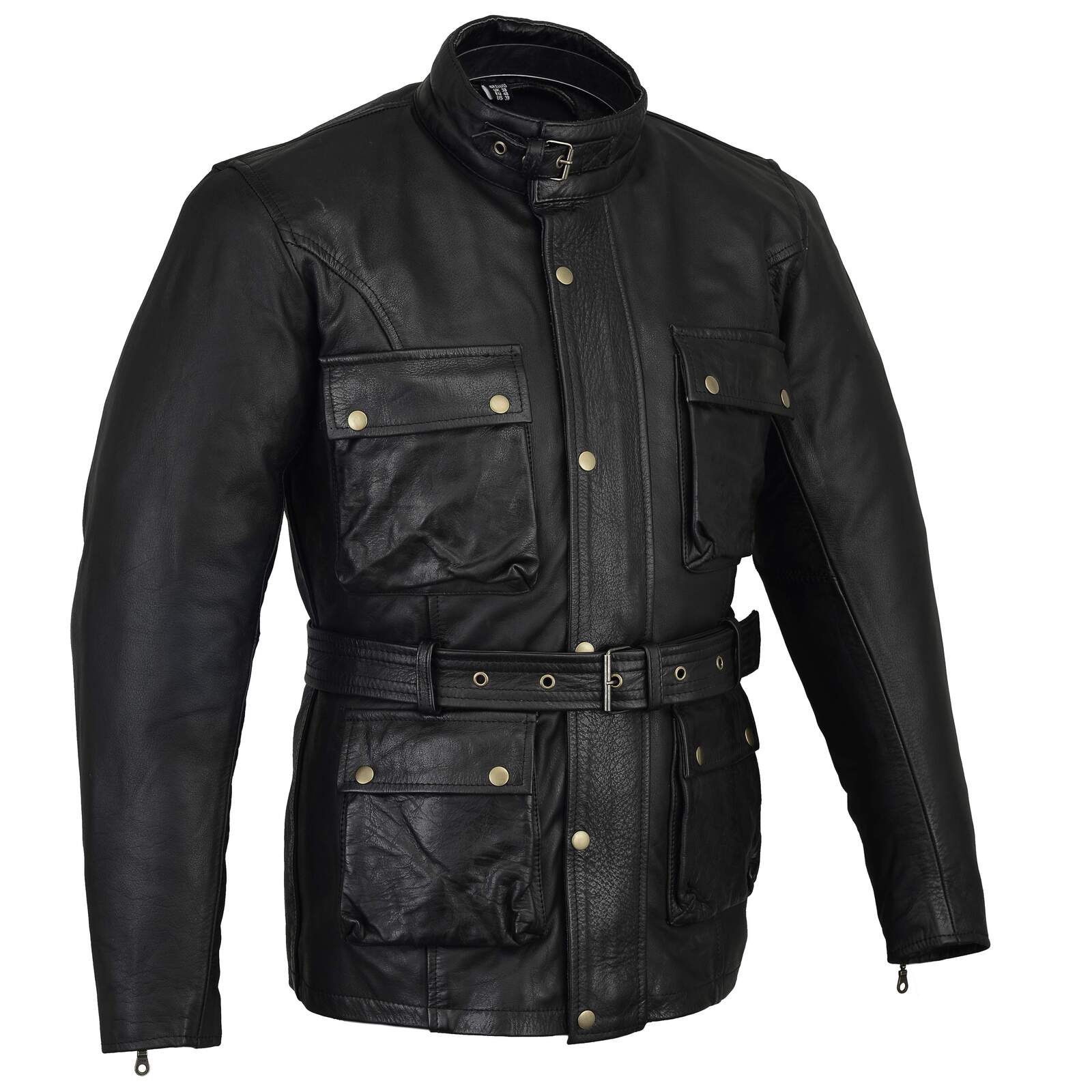 Bikers Gear Australia Trail Master Waxed Motorcycle Leather Jacket Black