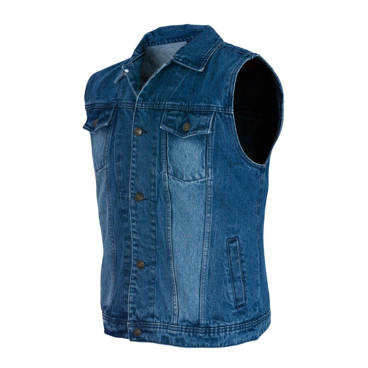 Bikers Gear Australia Jaguar Denim Motorcycle Vest Blue