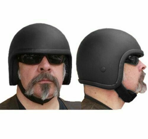 Lowest Profile Open face Grid Skull Cap Novelty Helmet Matt Black