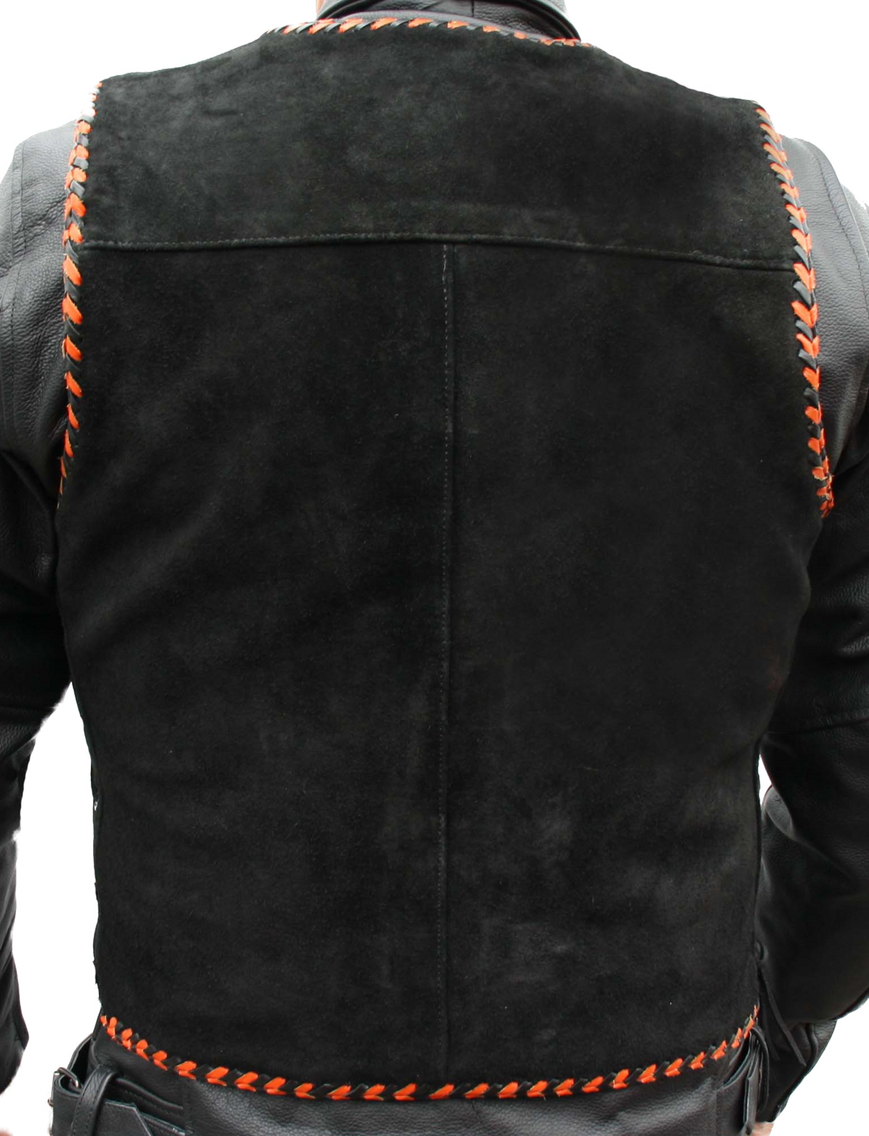 Bikers Gear Australia Aero Motorcycle Suede Vest Black/Orange