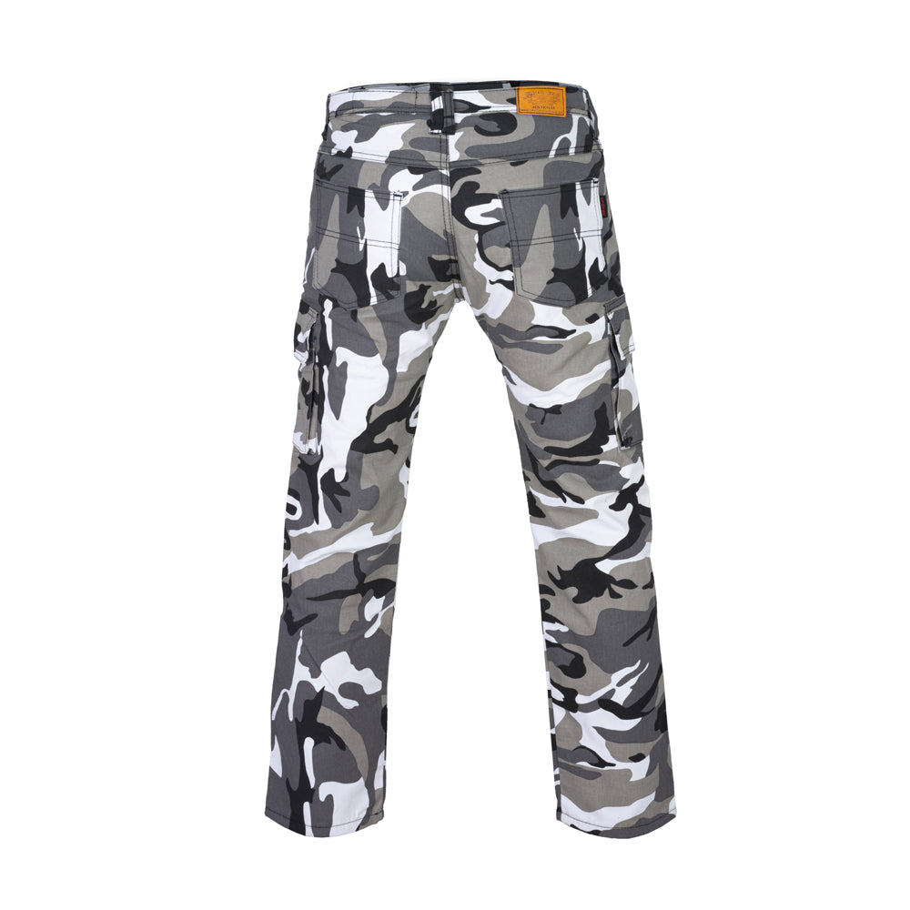 Bikers Gear Men Motorcycle Cargo KEVLAR Pants Camo Grey / Black