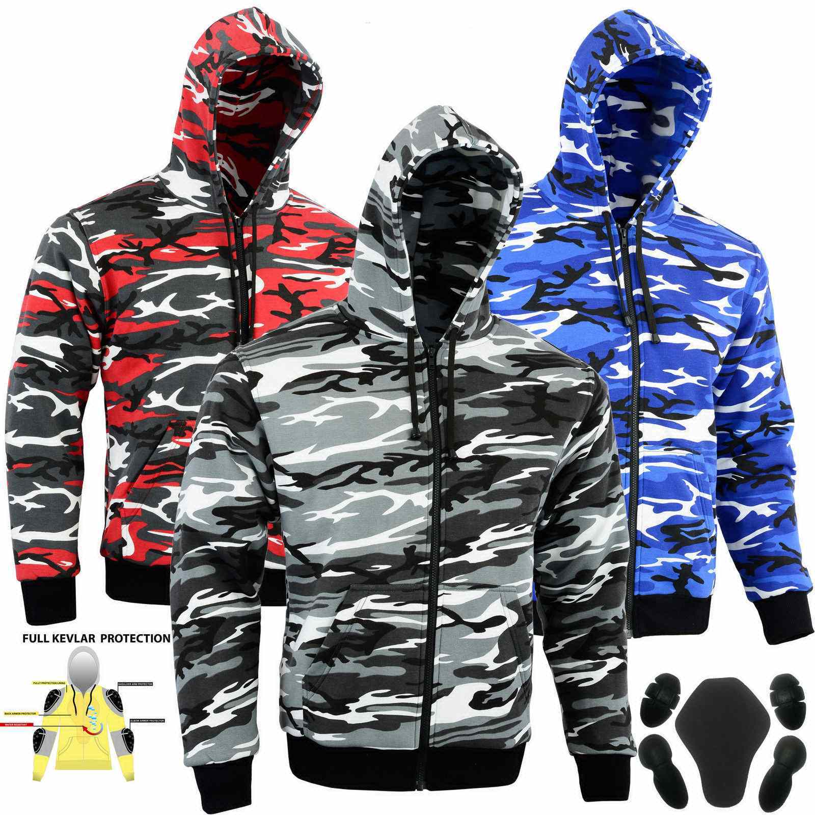 Bikers Gear Australia Alpha Protective Motorcycle Hoodie Camo Red