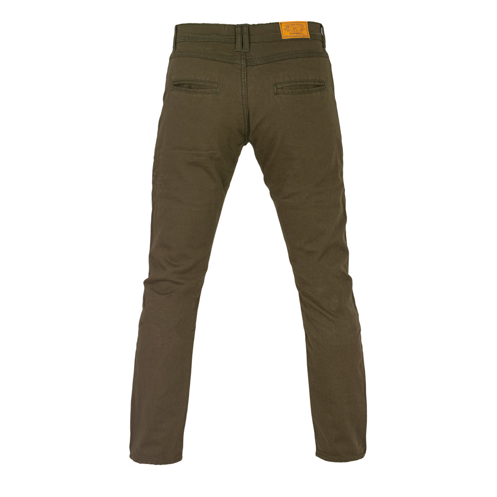 Bikers Gear Australia Stork Motorcycle Kevlar Lined Chinos Pants Khaki Green Stretch