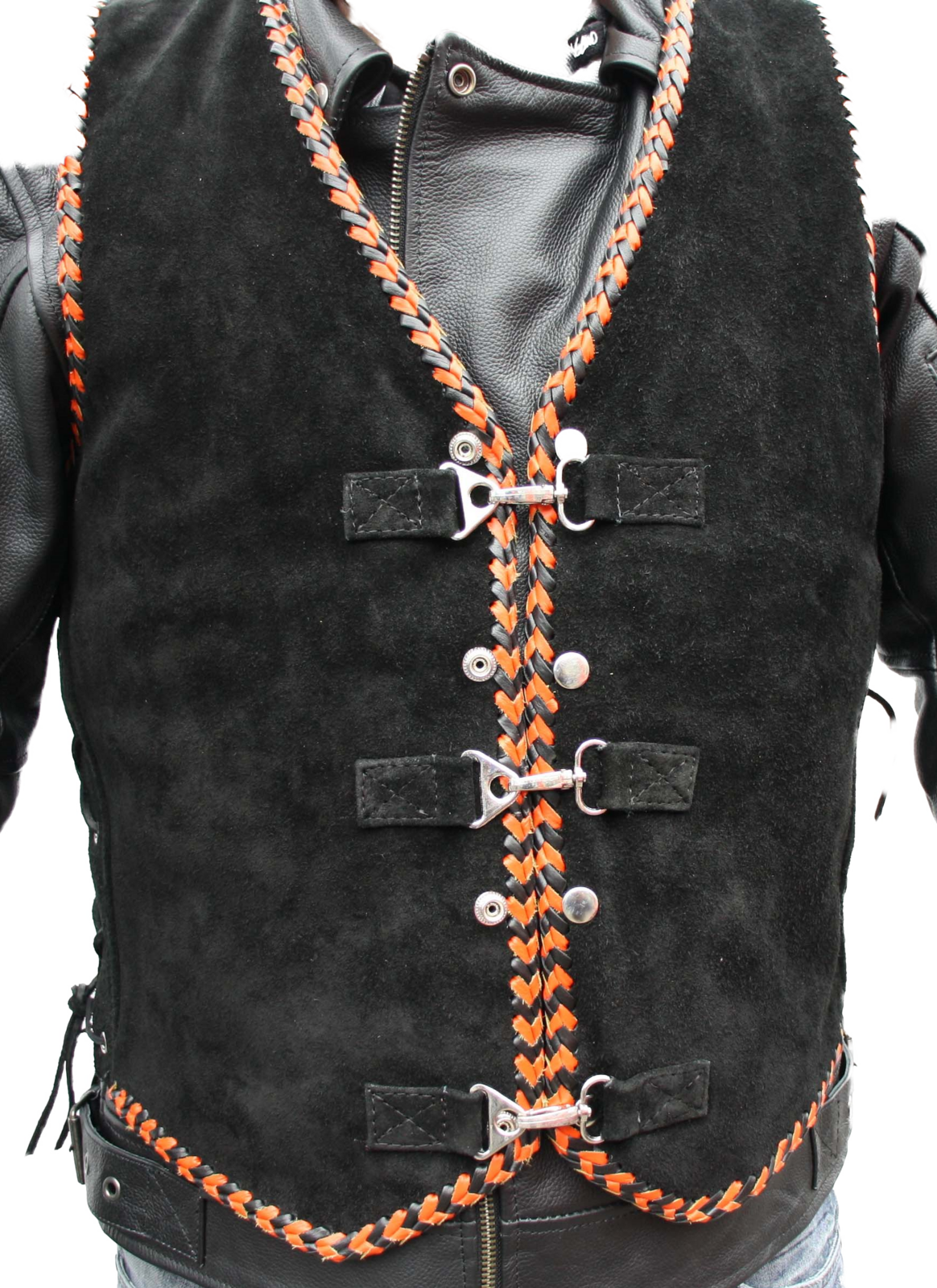 Bikers Gear Australia Aero Motorcycle Suede Vest Black/Orange