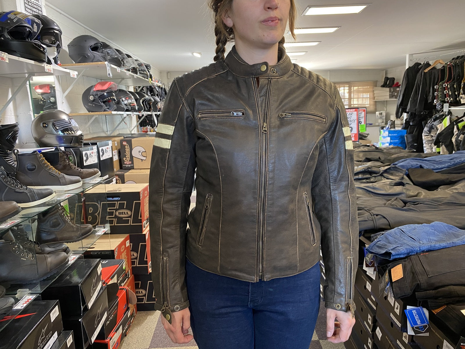 Bikers Gear Australia Roadster Lady Leather Jacket Brown