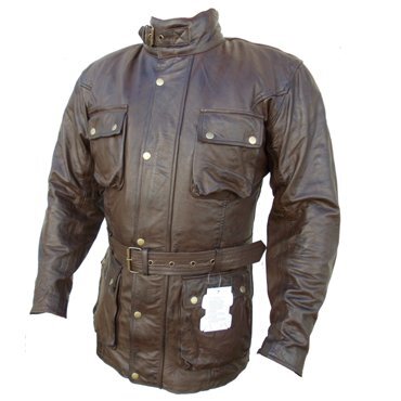 Bikers Gear Australia Trail Master Waxed Motorcycle Leather Jacket Brown