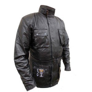 Bikers Gear Australia Trail Master Waxed Motorcycle Leather Jacket Black